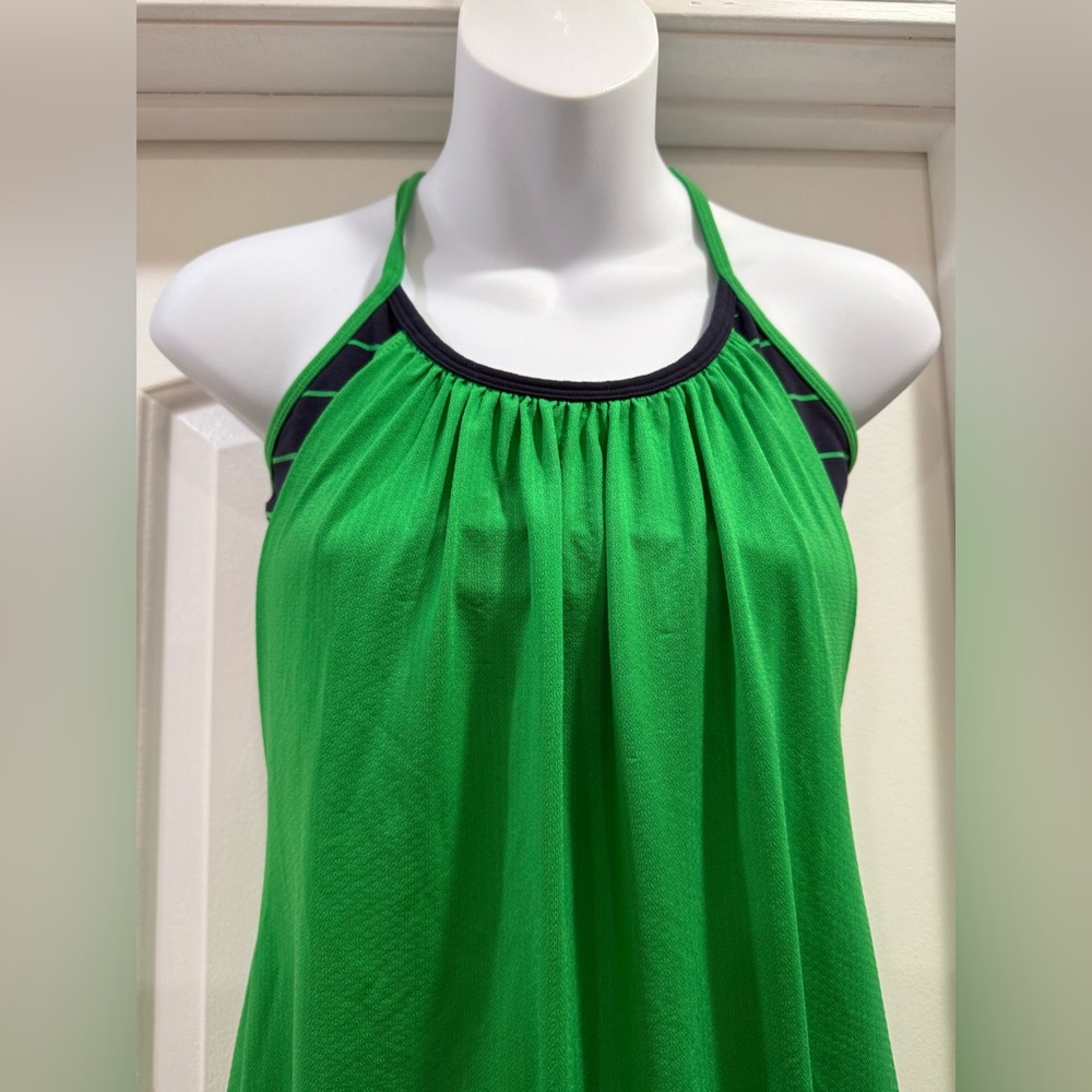 Lululemon Athletica Green & Navy 2 in 1 Sports Bra Tank Top Size 6